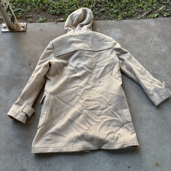 Women's Large Beige/Tan Toggle Wool Coat Autumn Ready **flaw - Picture 9 of 9